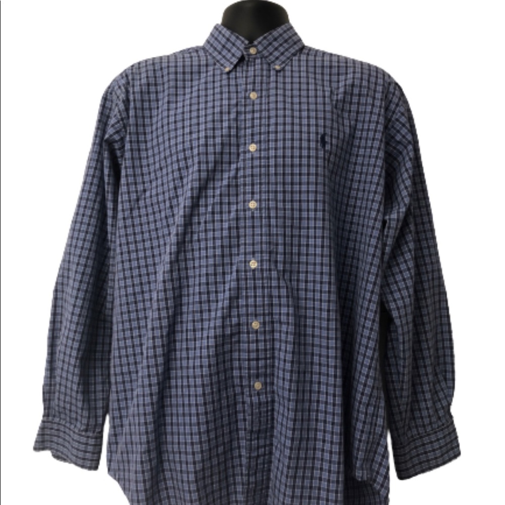 Ralph Lauren Blue Plaid Long Sleeve Blake Large